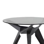 Wholesale China Factory Dining Room Furniture Design 90*90cm Round Black Tempered Glass Dining Table