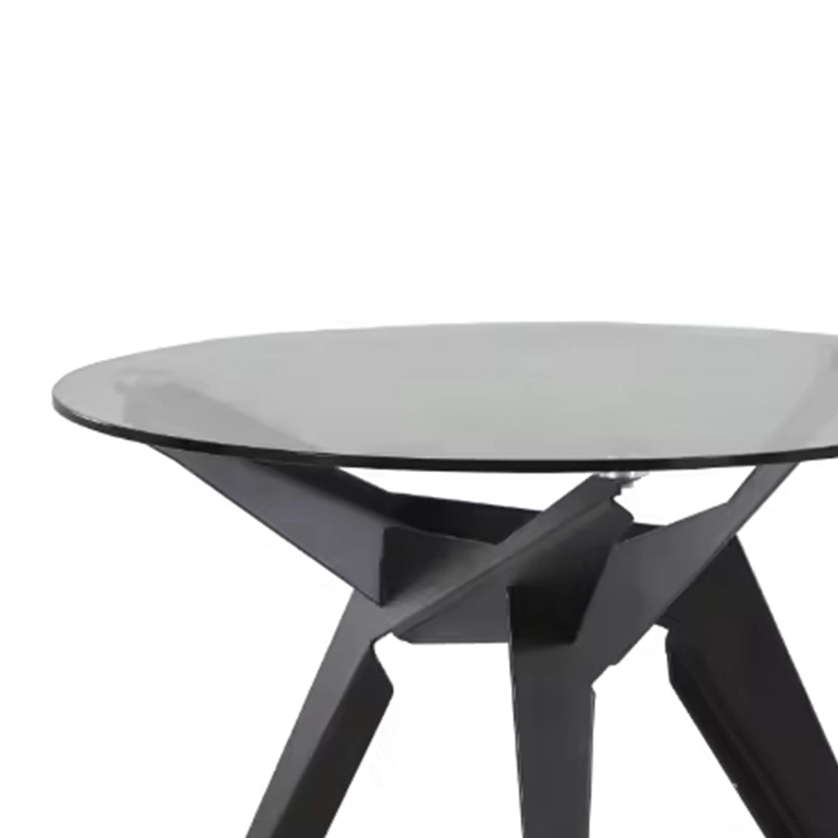Wholesale China Factory Dining Room Furniture Design 90*90cm Round Black Tempered Glass Dining Table