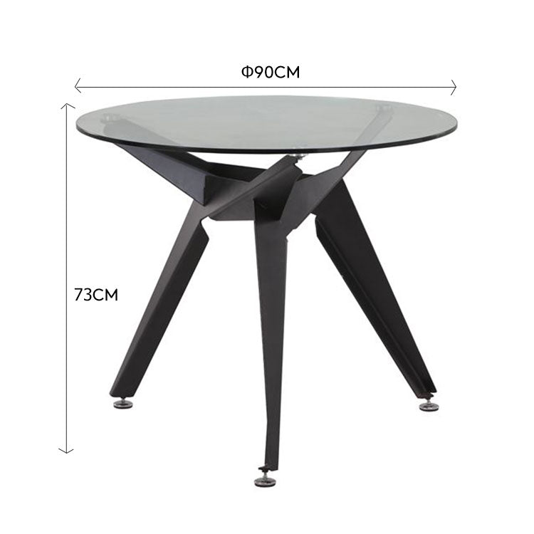 Wholesale China Factory Dining Room Furniture Design 90*90cm Round Black Tempered Glass Dining Table