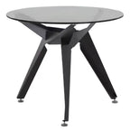 Wholesale China Factory Dining Room Furniture Design 90*90cm Round Black Tempered Glass Dining Table