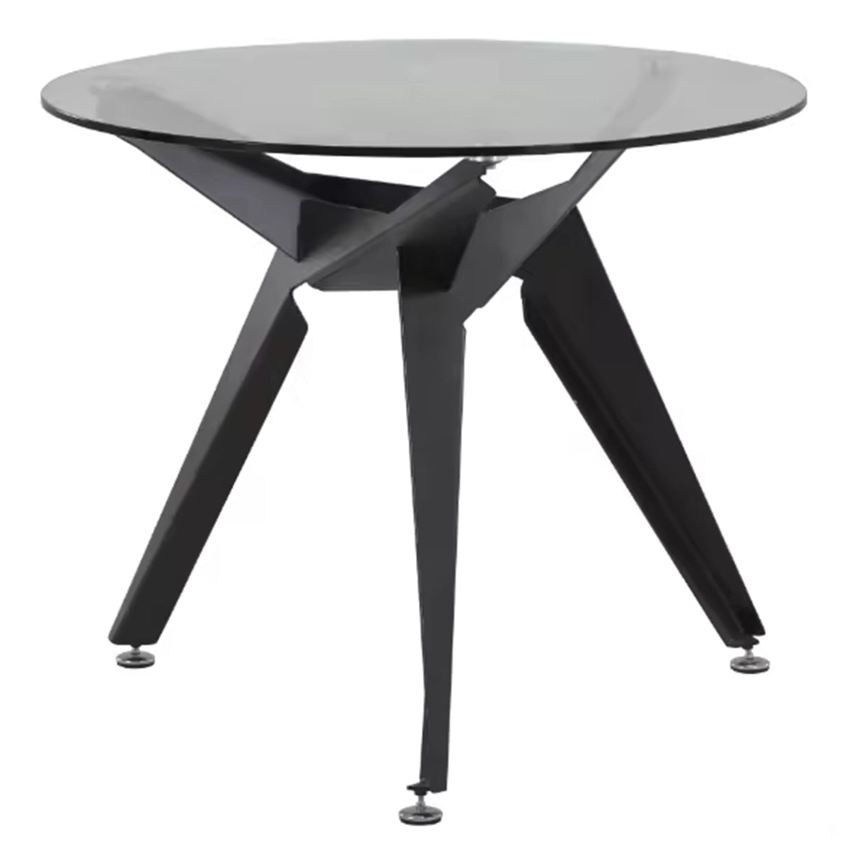 Wholesale China Factory Dining Room Furniture Design 90*90cm Round Black Tempered Glass Dining Table