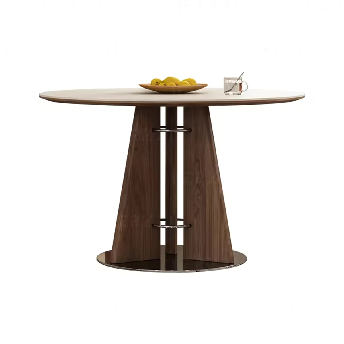 Modern Nordic Round Wooden Dining Table and Travertine Table Table for Restaurant Home Use