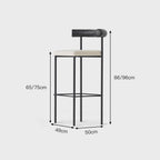 WISEMAX FURNITURE Nordic bar Furniture Curved Fabric Backrest bar Stool Black Metal Frame Velvet Fabric bar Chair for Home