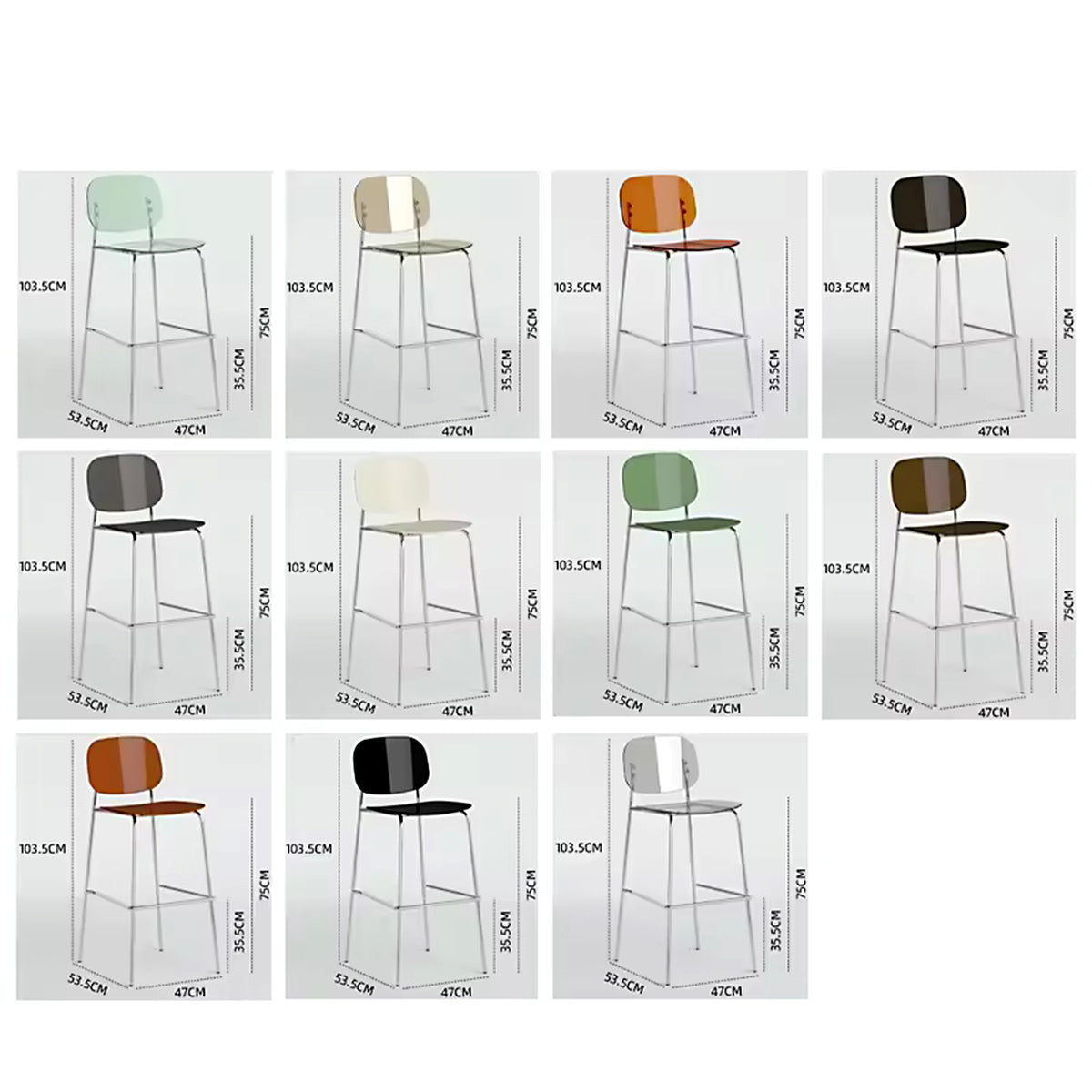 WISEMAX FURNITURE Modern Commercial Furniture Nordic Minimalist PVC Seat and Backrest with Stainless Steel High bar Stool