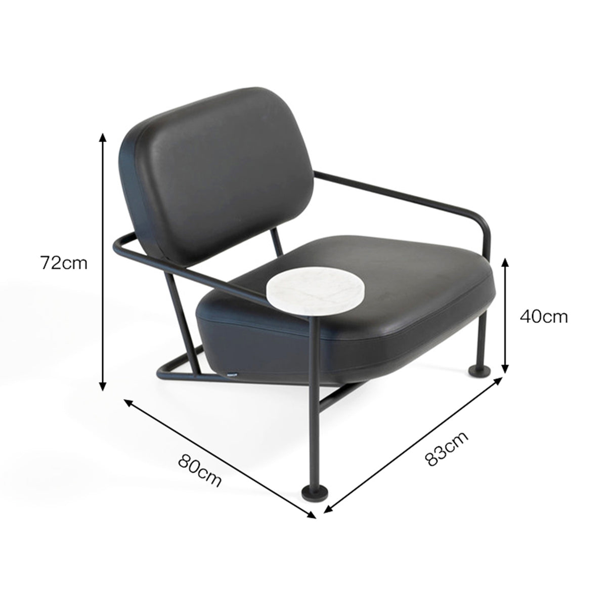 WISEMAX FURNITURE Minimalist Living Room Furniture Metal Frame Leisure Chair L Shape Leather Lounge Chair with Table