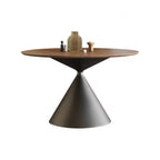 Stainless Luxury Nordic Style Round Wooden Dining Table for Home or Restaurant Featuring Slate Material for Villa Use