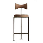 Nordic Vintage Modern Metal Backrest Leather Fixed Height Bar Stools For Kitchen Island Counter And Dining