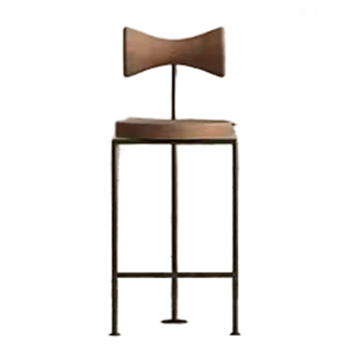 Nordic Vintage Modern Metal Backrest Leather Fixed Height Bar Stools For Kitchen Island Counter And Dining