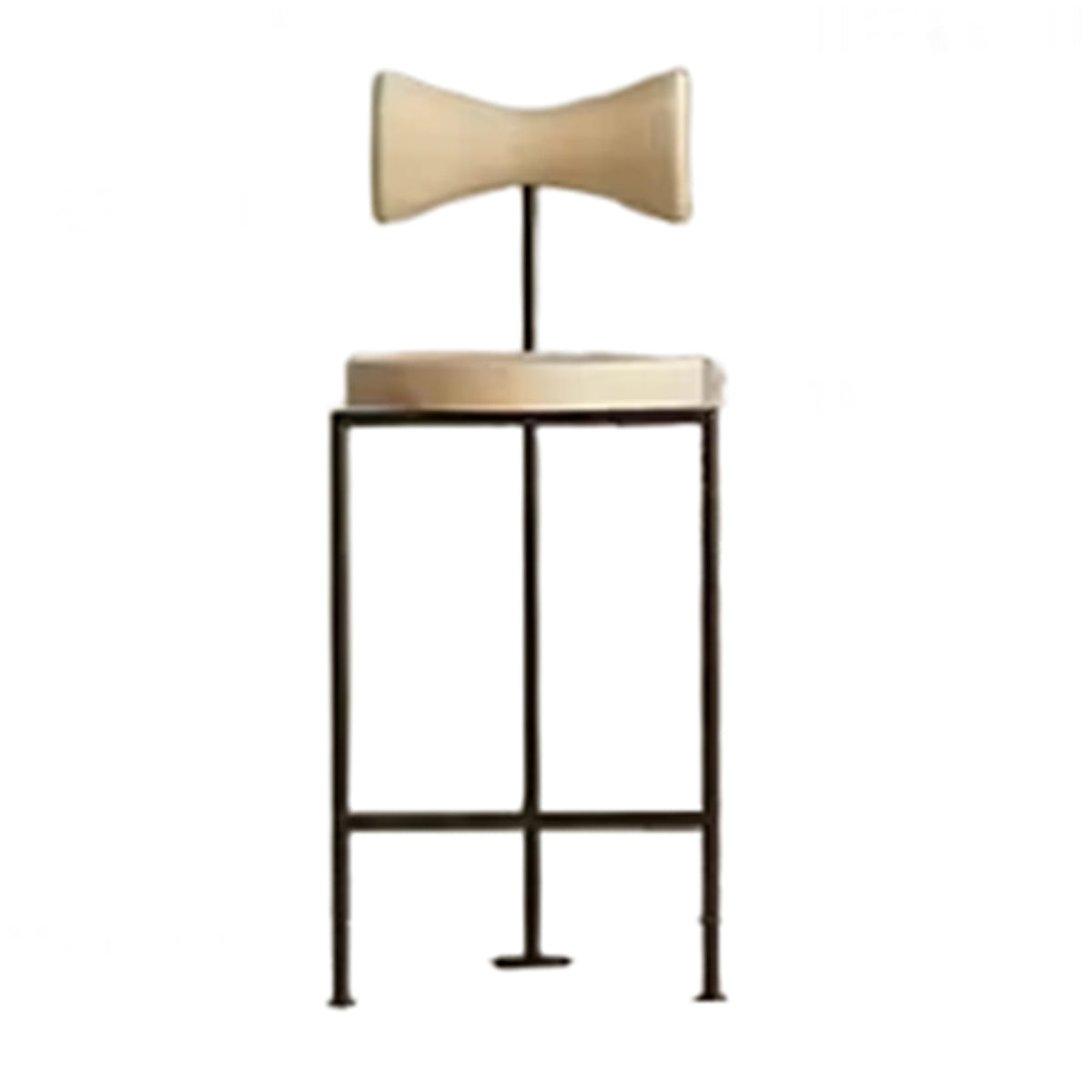Nordic Vintage Modern Metal Backrest Leather Fixed Height Bar Stools For Kitchen Island Counter And Dining