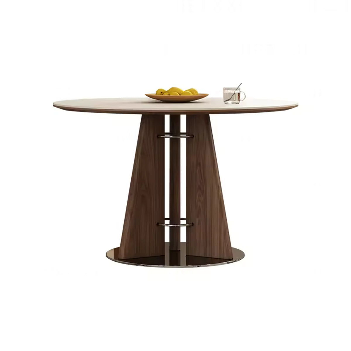 Modern Nordic Round Wooden Dining Table and Travertine Table Table for Restaurant Home Use