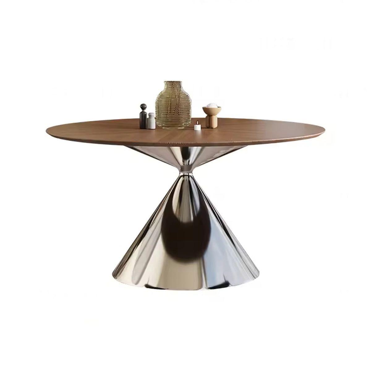 Stainless Luxury Nordic Style Round Wooden Dining Table for Home or Restaurant Featuring Slate Material for Villa Use