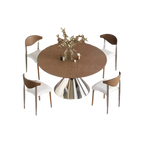 Stainless Luxury Nordic Style Round Wooden Dining Table for Home or Restaurant Featuring Slate Material for Villa Use