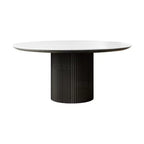 Nordic Style Round Wooden Dining Table for Home or Restaurant Featuring Slate Material for Villa Use