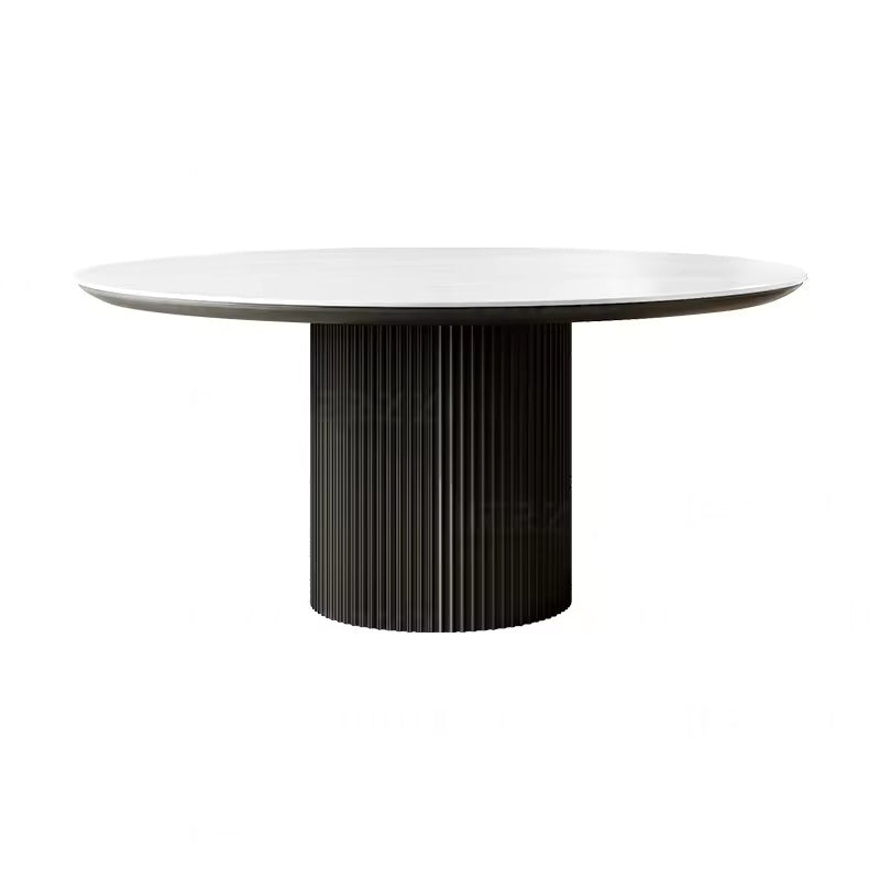 Nordic Style Round Wooden Dining Table for Home or Restaurant Featuring Slate Material for Villa Use