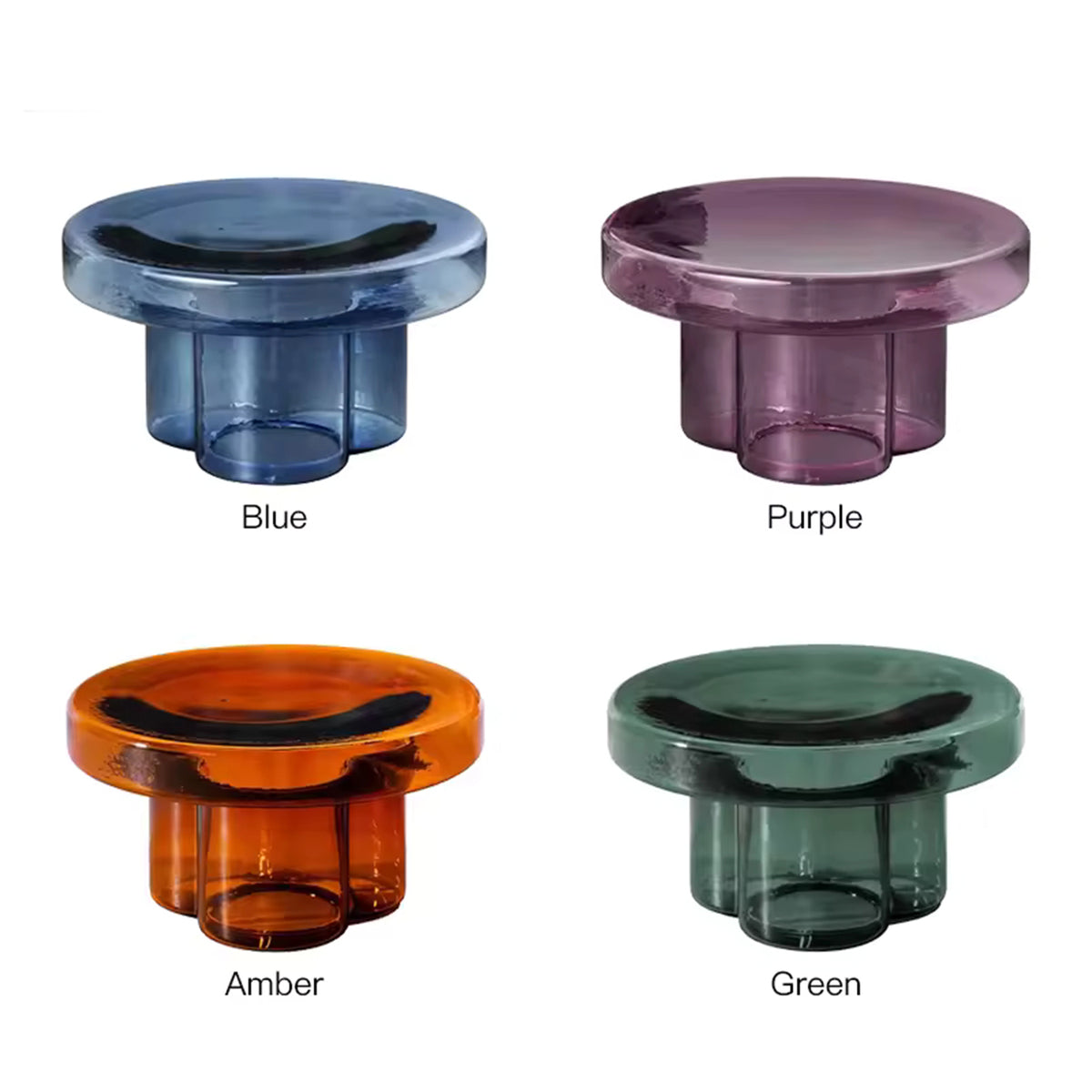 WISEMAX Modern Style Household Living Room Furniture Transparent Glass Mushroom Coffee Table Set Round End Table Tea Table