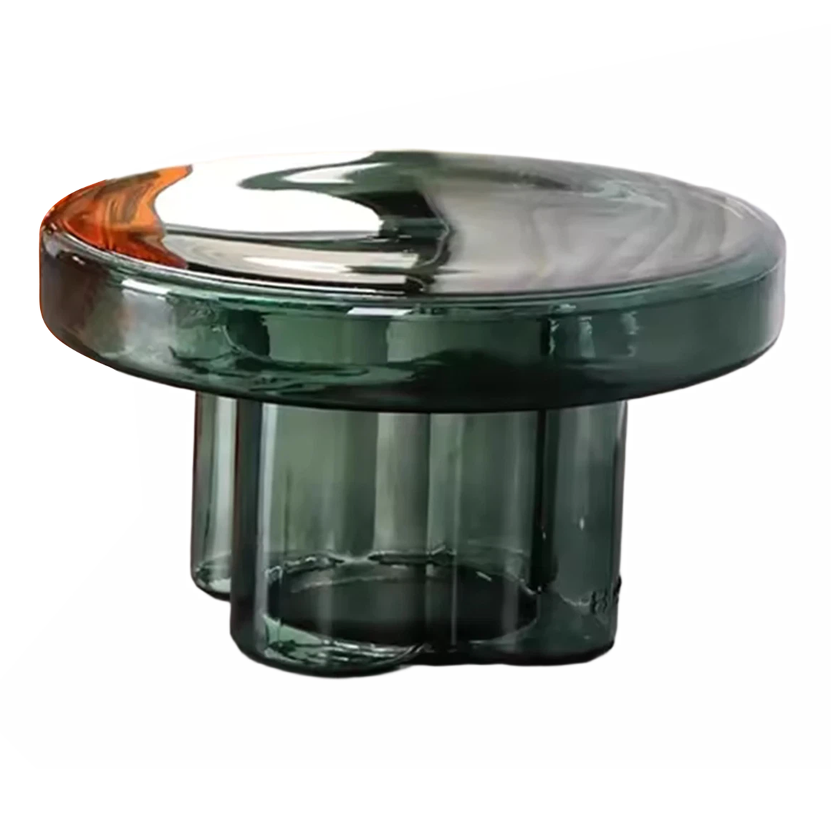 WISEMAX Modern Style Household Living Room Furniture Transparent Glass Mushroom Coffee Table Set Round End Table Tea Table