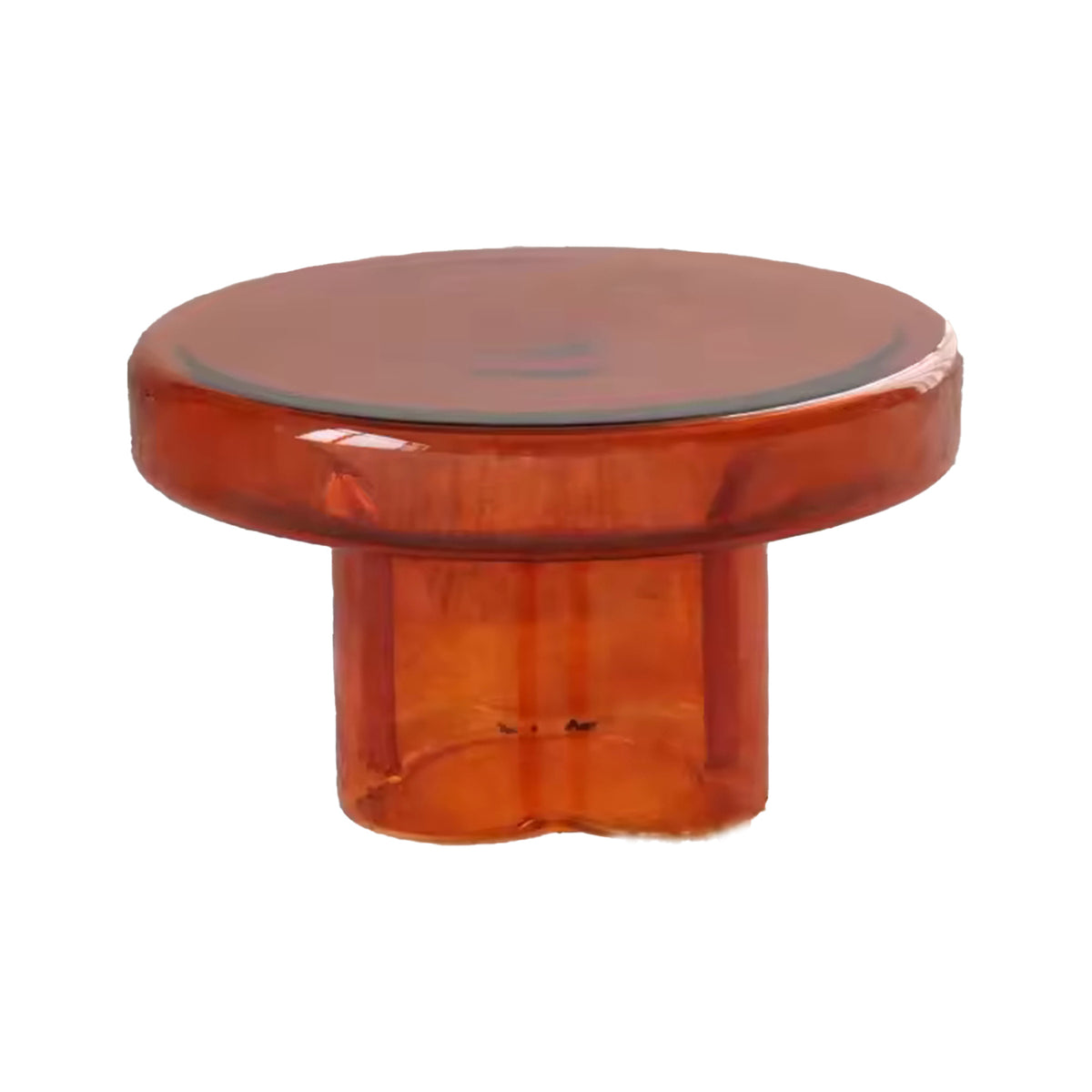 WISEMAX Modern Style Household Living Room Furniture Transparent Glass Mushroom Coffee Table Set Round End Table Tea Table