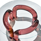 WISEMAX FURNITURE Modern Plastic Coffee Table Transparent Round Top With Red Waterpipe Shape Design Base Acrylic Coffee Table