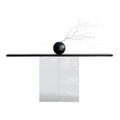 WISEMAX FURNITURE Minimalist Hotel Lobby Black Wood Top Side Table Hallway Entrance Table Console Modern Wooden Console Table
