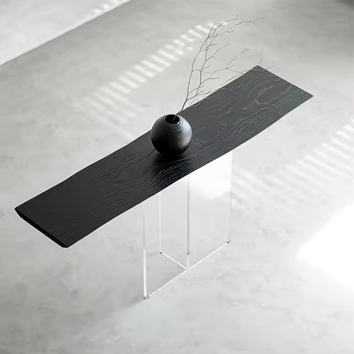 WISEMAX FURNITURE Minimalist Hotel Lobby Black Wood Top Side Table Hallway Entrance Table Console Modern Wooden Console Table