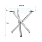 High Quality China Manufactory Dining Room 90*90cm Tempered Round Glass Top Dining Table