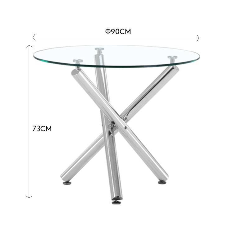 High Quality China Manufactory Dining Room 90*90cm Tempered Round Glass Top Dining Table