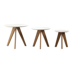 Wholesale Bazhou Factory Furniture Modern Three Legs MDF Top Living Room Small Wood Round Side Coffee Table