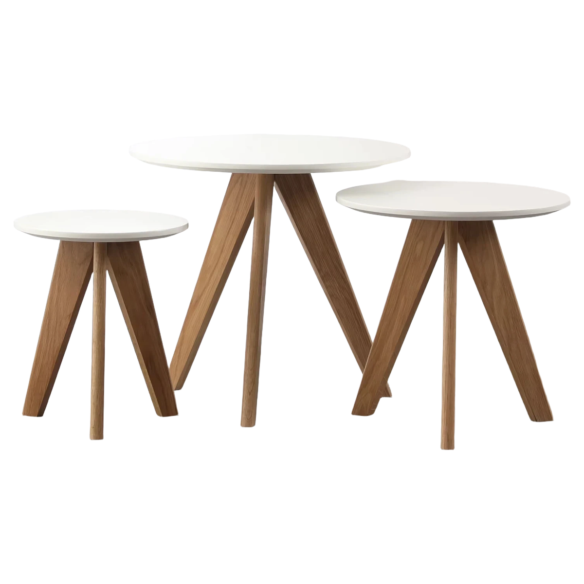 Wholesale Bazhou Factory Furniture Modern Three Legs MDF Top Living Room Small Wood Round Side Coffee Table