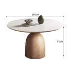 PurelyFeel Nordic Pure Solid Wood Rock Board Table and Chair Combination Wood Cream Style Round Home Designer Dining Table