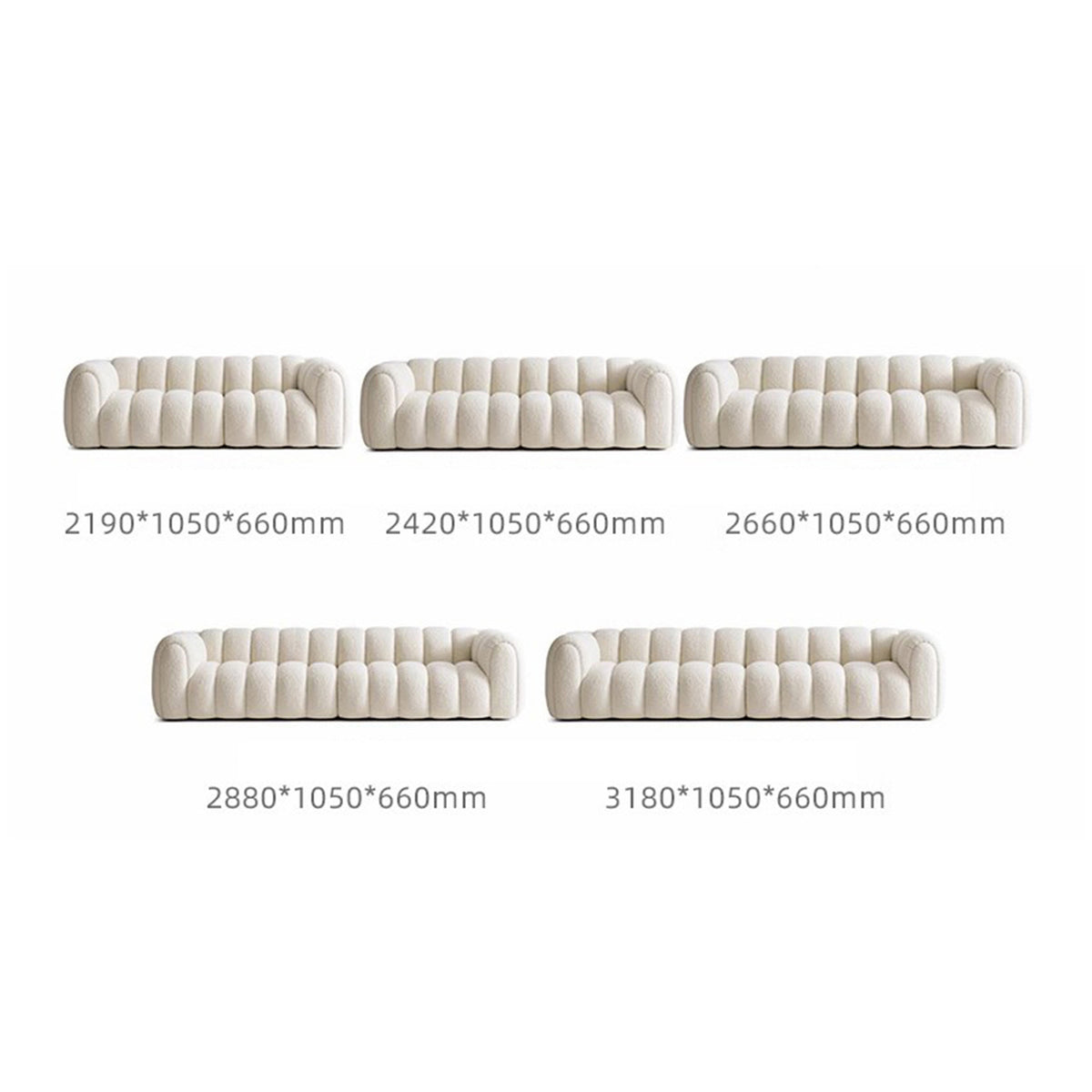 WISEMAX Complete Furniture Living Room Sectional Sofa Furniture Tufted Chesterfield Sofa Single White Boucle Fabric Floor Sofa