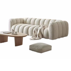 WISEMAX Complete Furniture Living Room Sectional Sofa Furniture Tufted Chesterfield Sofa Single White Boucle Fabric Floor Sofa