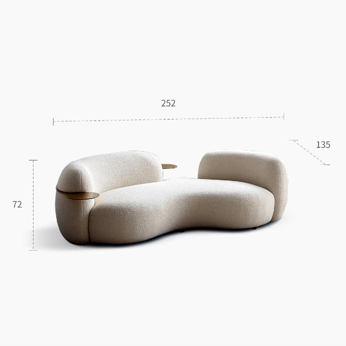 Modern Luxury Fashion Italian Minimalist Fabric Sofa Lamb Fleece Curved Sofa Medieval Cream Style Pea Sofa