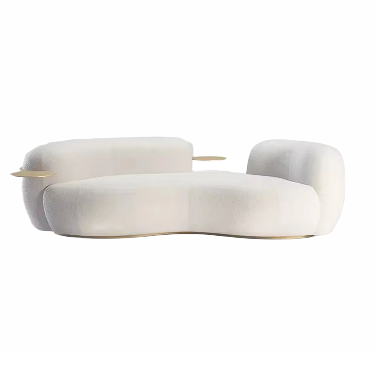 Modern Luxury Fashion Italian Minimalist Fabric Sofa Lamb Fleece Curved Sofa Medieval Cream Style Pea Sofa
