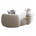Modern Luxury Fashion Italian Minimalist Fabric Sofa Lamb Fleece Curved Sofa Medieval Cream Style Pea Sofa