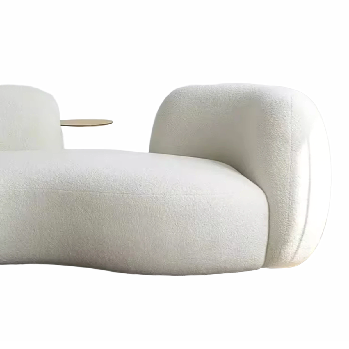 Modern Luxury Fashion Italian Minimalist Fabric Sofa Lamb Fleece Curved Sofa Medieval Cream Style Pea Sofa