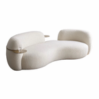 Modern Luxury Fashion Italian Minimalist Fabric Sofa Lamb Fleece Curved Sofa Medieval Cream Style Pea Sofa