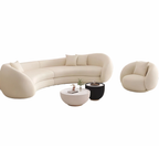 New Style Designer Simple Cream Living Room Sofa Special-Shaped Semi-Circular Moon Lamb Velvet Fabric Sponge Filling Set