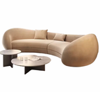 New Style Designer Simple Cream Living Room Sofa Special-Shaped Semi-Circular Moon Lamb Velvet Fabric Sponge Filling Set