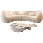 New Style Designer Simple Cream Living Room Sofa Special-Shaped Semi-Circular Moon Lamb Velvet Fabric Sponge Filling Set