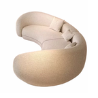 New Style Designer Simple Cream Living Room Sofa Special-Shaped Semi-Circular Moon Lamb Velvet Fabric Sponge Filling Set