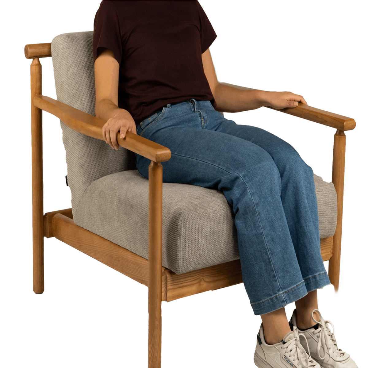 Fabric Arm Chair Xunlin Walnut Gris