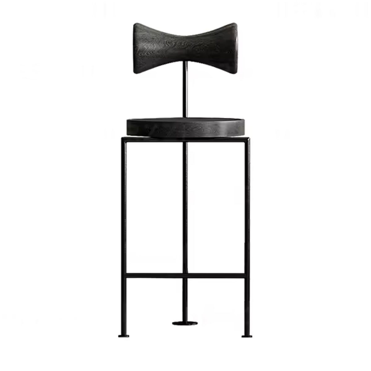 Nordic Vintage Modern Metal Backrest Leather Fixed Height Bar Stools For Kitchen Island Counter And Dining