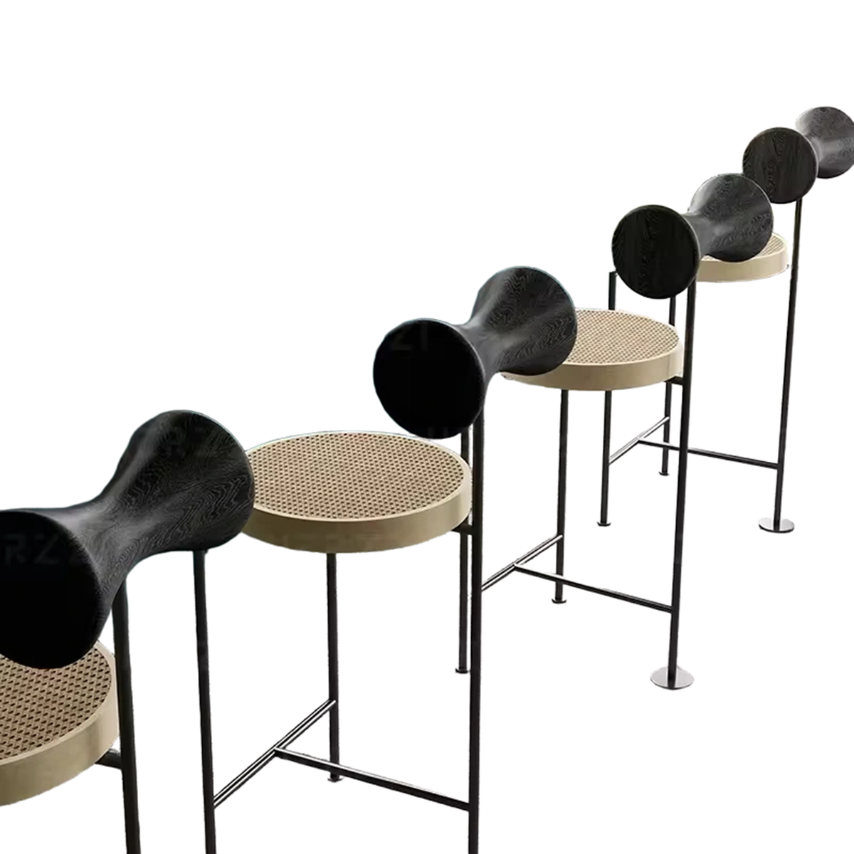Nordic Vintage Modern Metal Backrest Leather Fixed Height Bar Stools For Kitchen Island Counter And Dining