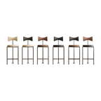 Nordic Vintage Modern Metal Backrest Leather Fixed Height Bar Stools For Kitchen Island Counter And Dining