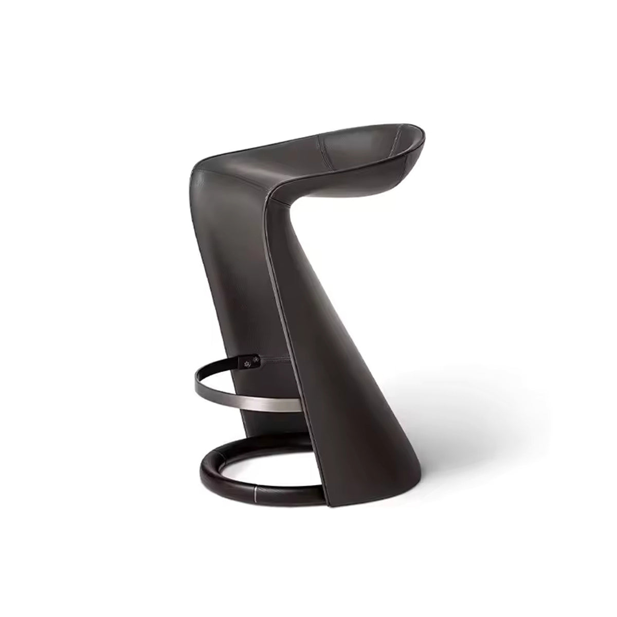 WISEMAX FURNITURE Nordic Home Kitchen Wooden Metal Leg Single Counter Stool Saddle Leather Cover Bar Chair for Restaurant Café