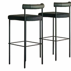 WISEMAX FURNITURE Nordic bar Furniture Curved Fabric Backrest bar Stool Black Metal Frame Velvet Fabric bar Chair for Home