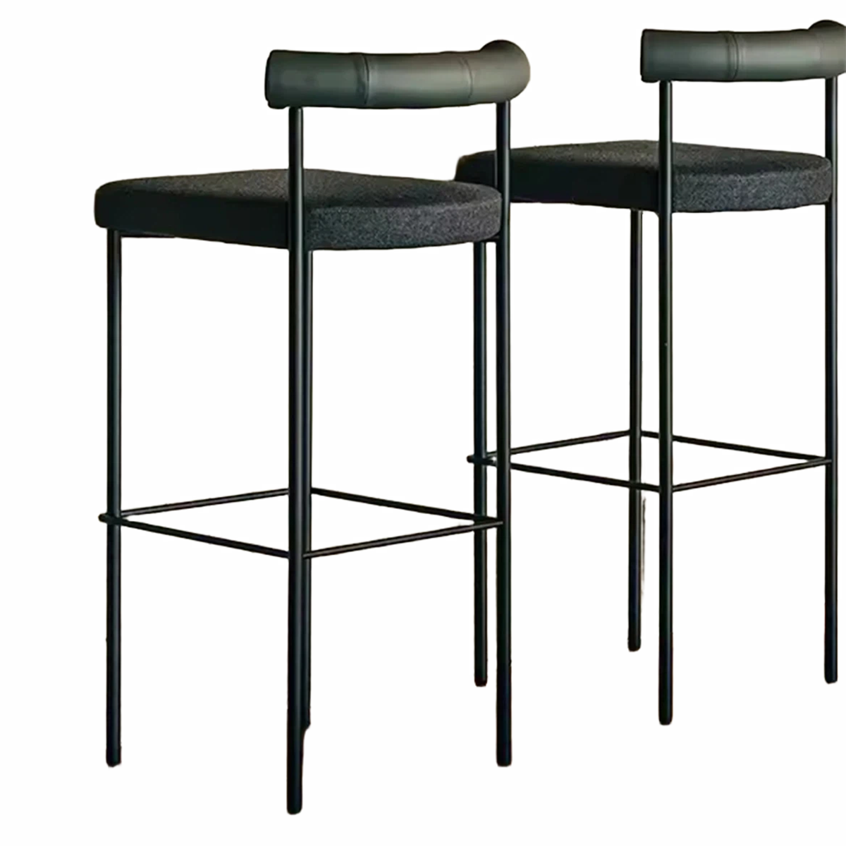 WISEMAX FURNITURE Nordic bar Furniture Curved Fabric Backrest bar Stool Black Metal Frame Velvet Fabric bar Chair for Home
