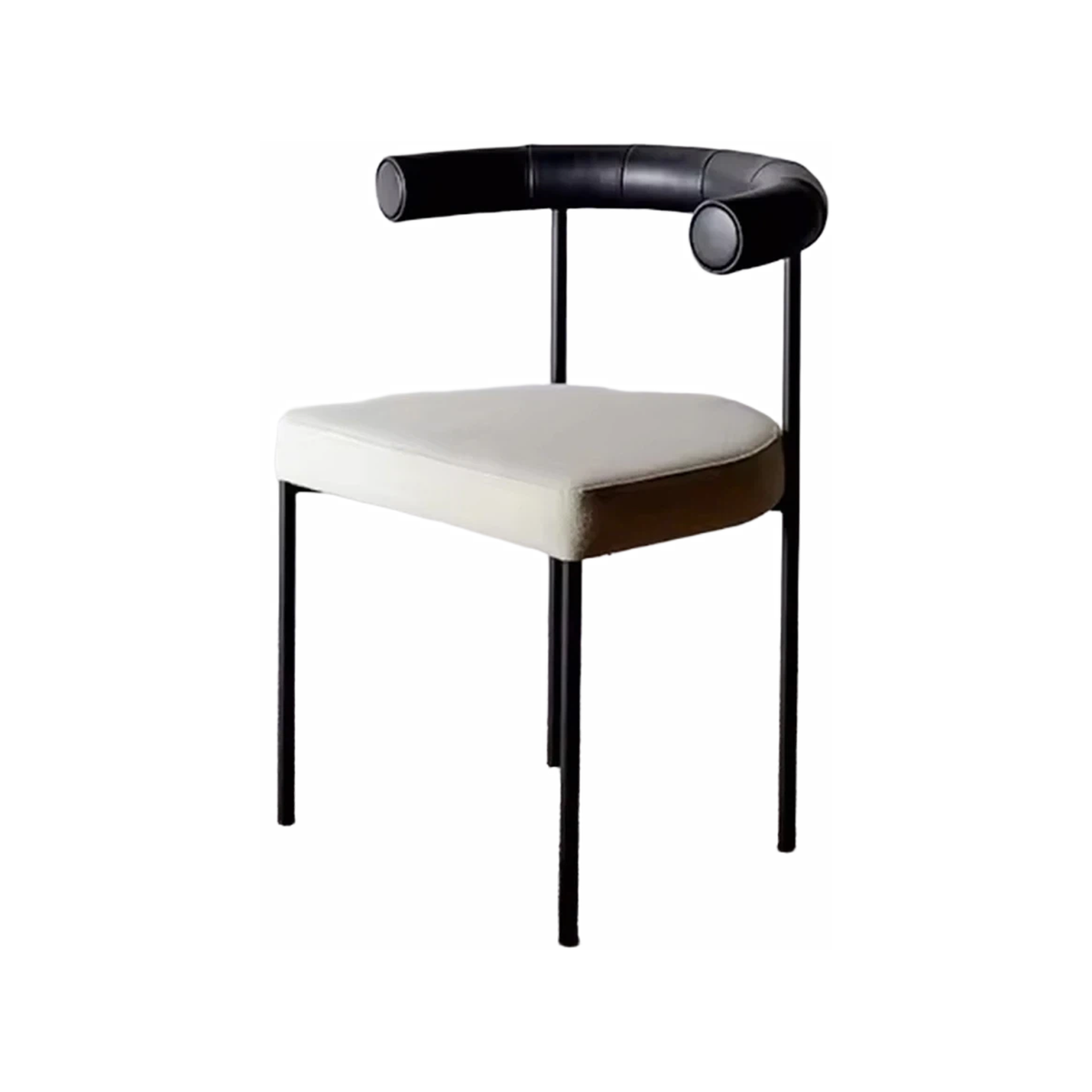 WISEMAX FURNITURE Nordic bar Furniture Curved Fabric Backrest bar Stool Black Metal Frame Velvet Fabric bar Chair for Home