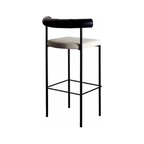 WISEMAX FURNITURE Nordic bar Furniture Curved Fabric Backrest bar Stool Black Metal Frame Velvet Fabric bar Chair for Home
