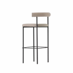 WISEMAX FURNITURE Nordic bar Furniture Curved Fabric Backrest bar Stool Black Metal Frame Velvet Fabric bar Chair for Home